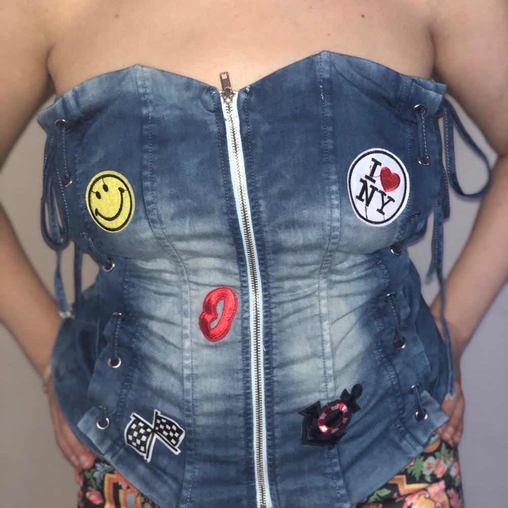Denim corset